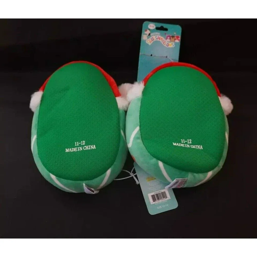 Squishmallows Carol the Christmas Tree Slippers‎ Kids Size 11-12 NWT